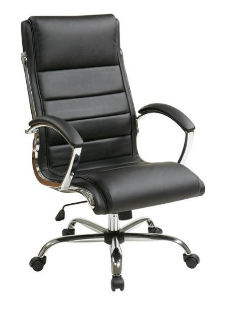 Worksmart High-Back Leather Conference Chair - Black